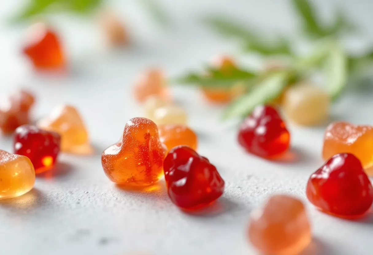 Assorted gummy candies in various colors and shapes