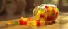 Colorful THC gummies cannabis edibles on display