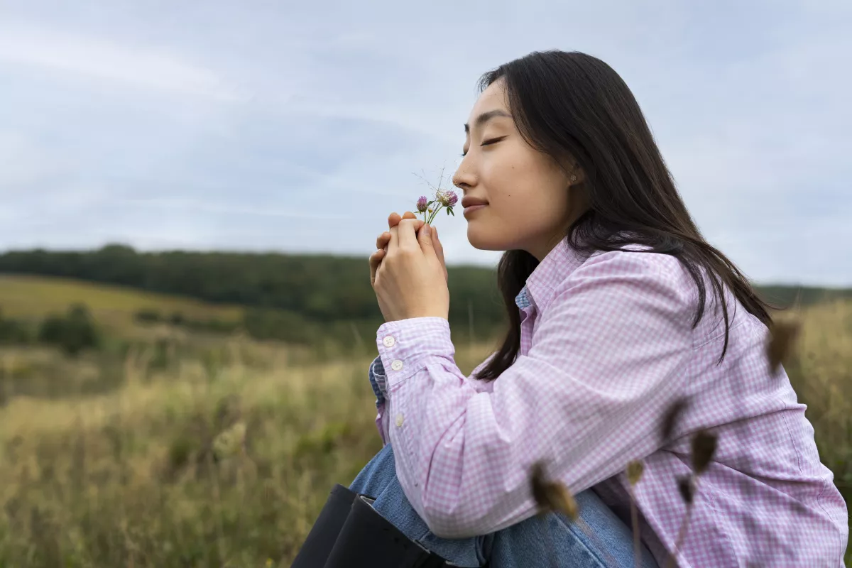 Woman Smelling Sabinene Aromatic Terpene