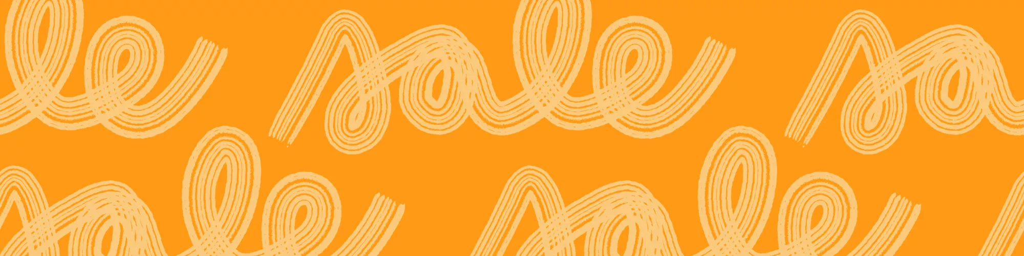 Abstract orange banner with light orange wavy lines forming the word 'Sale'.