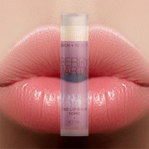 Close-up of lips with Berry Martin CBD lip balm