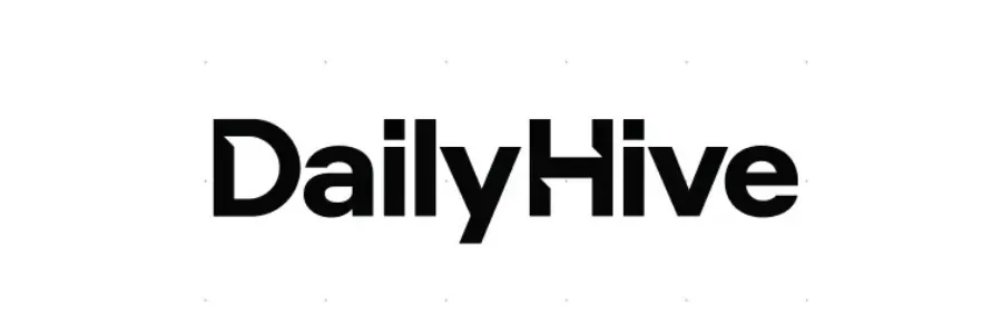 Black and white Daily Hive logo on a plain background