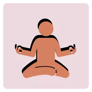 woman meditating with yoga in white room.
