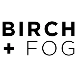 Birch + fog logo in bold black letters on a white background.