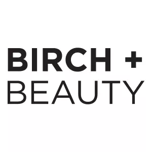 Birch + Beauty logo featuring bold black sans-serif text on a white background.