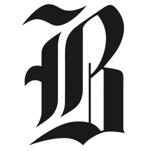 Gothic Blackletter R with bold strokes on a white background.