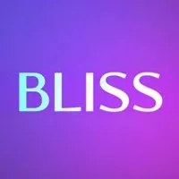 Bliss in luminous text over a calming purple-pink gradient background.