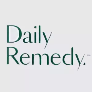 Stylized text of Daily Remedy on a white background