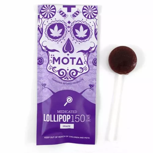 MOTA Grape THC Lollipop - 150mg, Medicinal Candy with Safety Warning