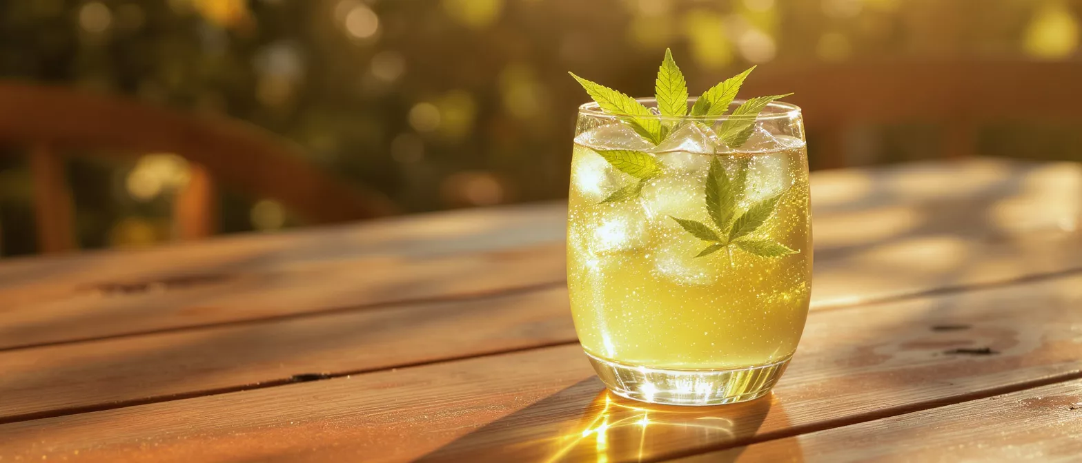 A glass of sparkling drink with mint leaves