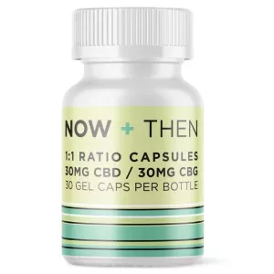 CBD and CBG 1:1 capsule bottle with 30 gel caps.
