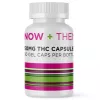 NOW + THEN 50MG THC capsules bottle with colorful label and white cap.