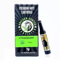 Strawberry THC cartridges with 1g premium distillate featuring natural terpenes