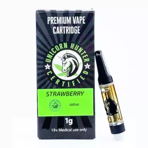 Strawberry flavored vape cartridge with packaging