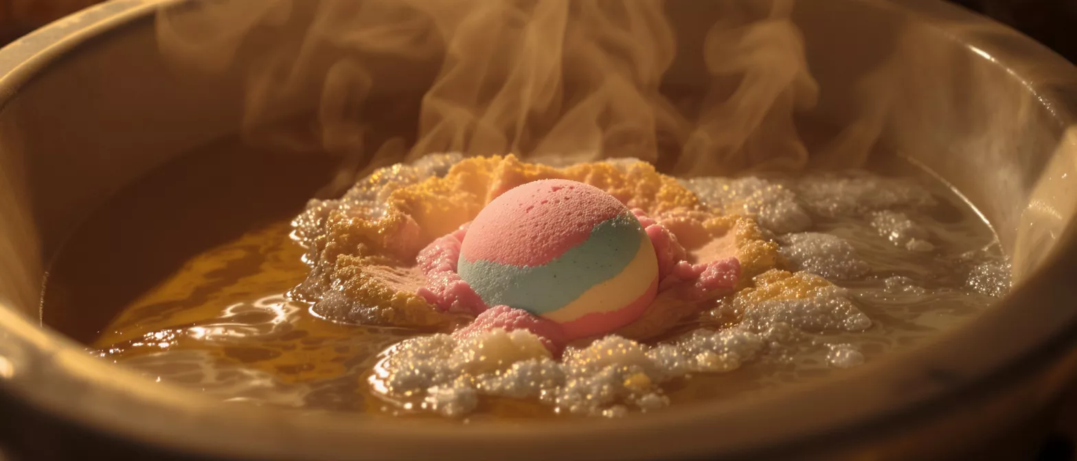 A bowl with colorful ice cream and steam rising