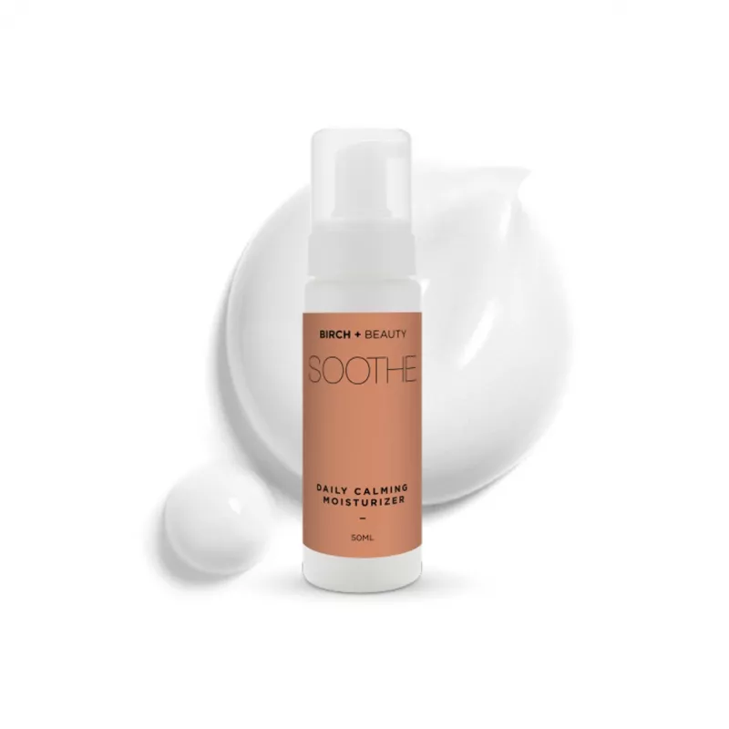 Birch + Beauty Soothe Moisturizer 50ml, calming daily skin care.