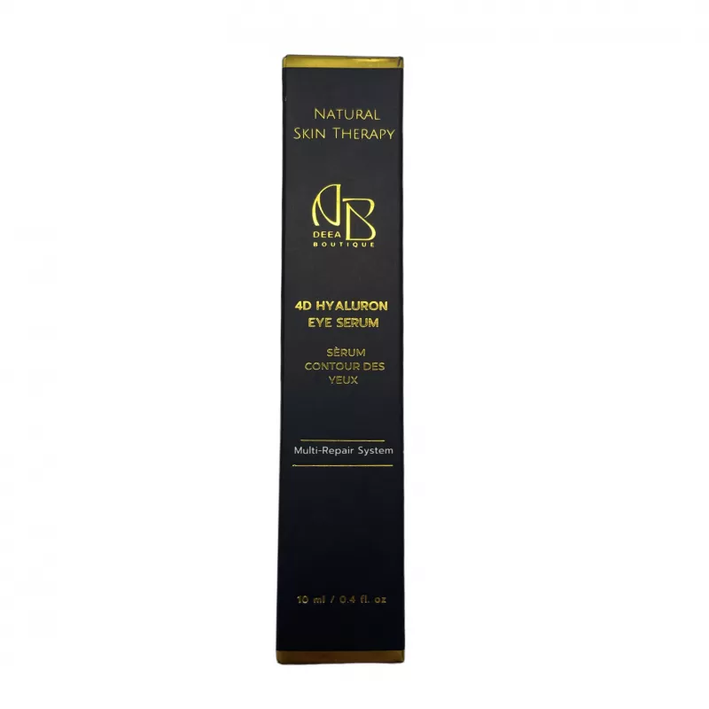 Deea Boutique Luxury 4D Hyaluronic Eye Serum, 10ml - Elegant Skincare Packaging.