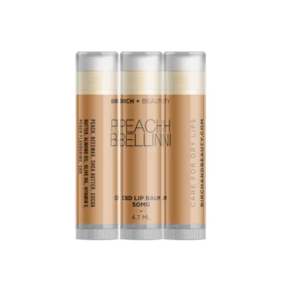Birch + Beauty Peach Bellini CBD Lip Balm 3-Pack with Natural Ingredients