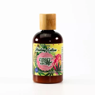 Sweet Jane™ CBD Lotion 100mg, Tropical Label, Natural Ingredients, 4oz Bottle.
