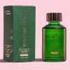 HighOnLove CBD bath oil in green glass bottle with cannabis-themed packaging and copper cap.