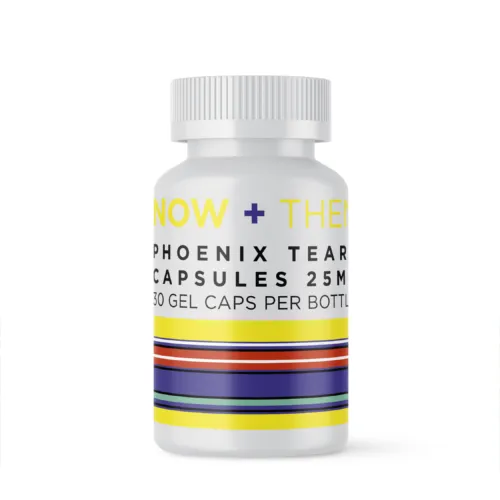Phoenix Tears 25mg Gel Capsules Bottle, 30 Count with Child-Resistant Cap.