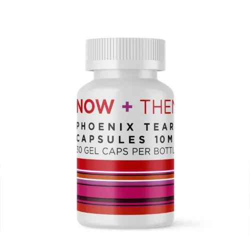 Phoenix Tears 10mg - 30 Gel Capsules Bottle with Red Label Design
