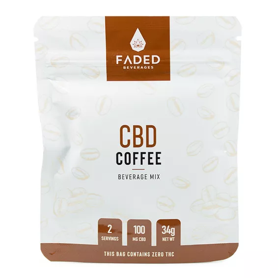 FADED CBD Coffee Mix - THC-Free, 100mg, 2 Servings, 34g Package.
