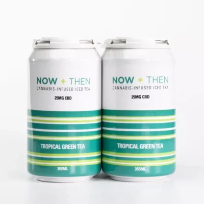 Now + Then CBD-Infused Iced Tea, Tropical Green Tea Flavor, 355ml Cans
