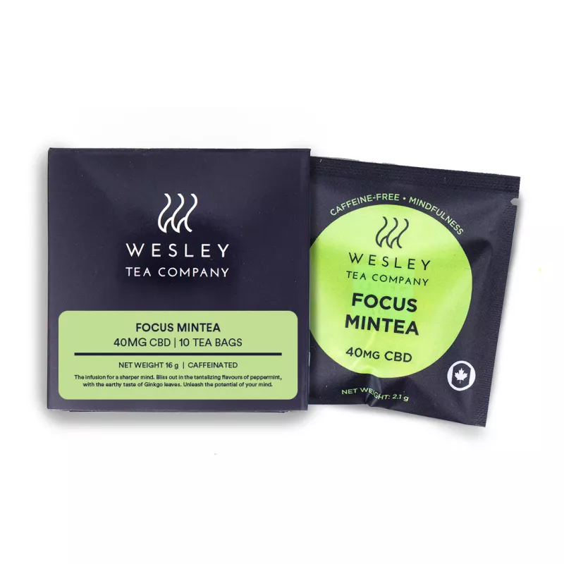 FOCUS CBD Mint Tea 200mg 5 Pack Tea Bags – Wesley