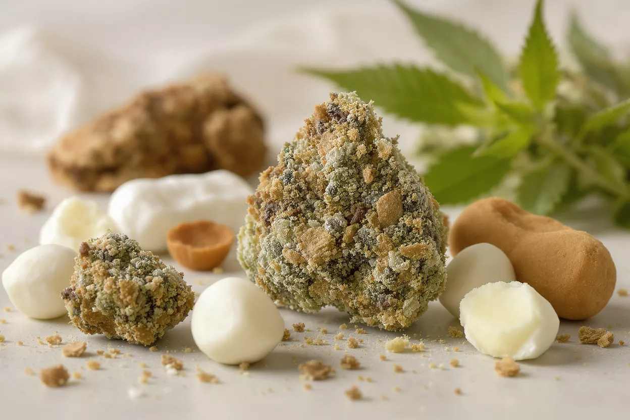 Various cannabis-infused edible treats displayed on a surface