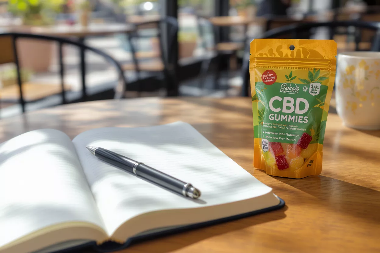 A Canadian passport, a box of Cleansed Canada, and a bag of CBD gummies.