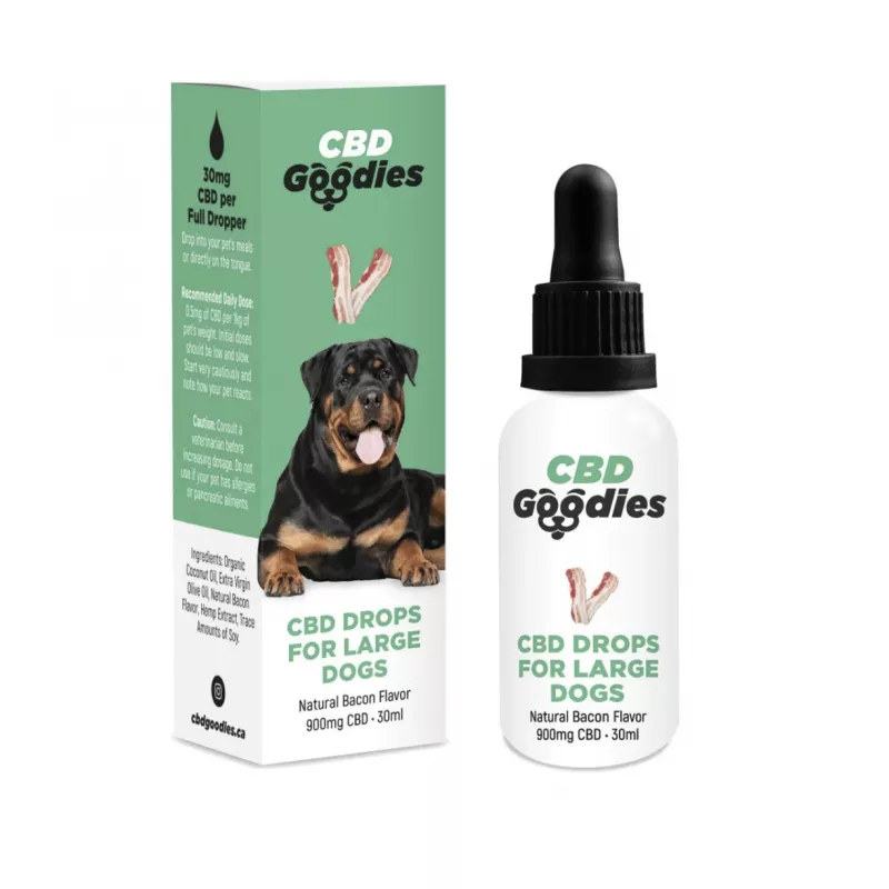 CBD Goodies 900mg Bacon-Flavored Drops for Large Dogs - Easy Meal Additive