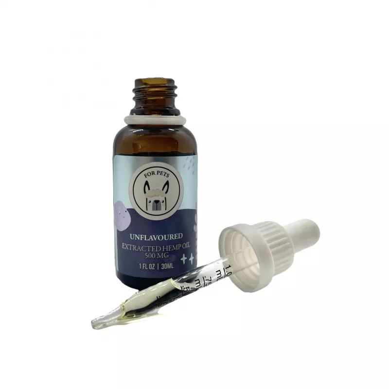 500mg Unflavored Hemp Oil for Pets with Dosing Dropper