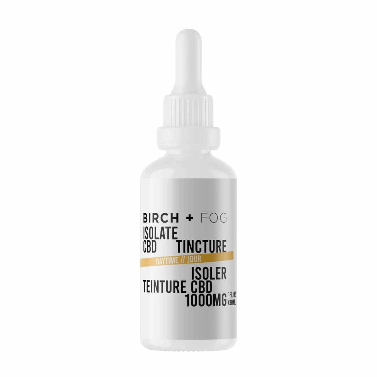 Birch + Fog 1000mg Isolate CBD Tincture for Daytime Use.