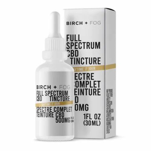 Birch + Fogs 1500mg Full Spectrum CBD Tincture for Daytime Relief from Anxiety and Pain.