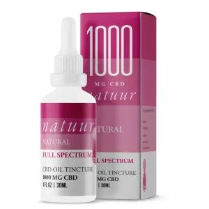 CBD oil tincture 1000mg Natuur full spectrum bottle and box.