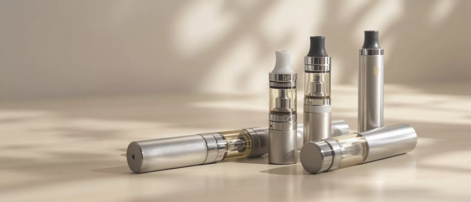 A collection of sleek vape devices on a surface