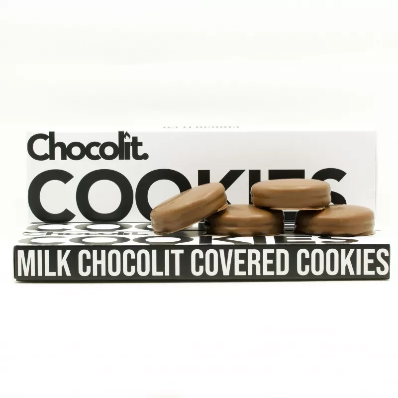 Chocolit Milk Chocolate Covered Cookies Display Box.