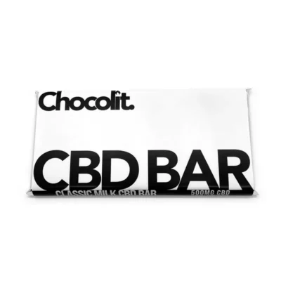 Chocolit 500mg CBD Milk Chocolate Bar on white background.