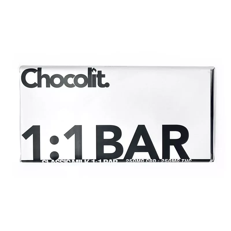 Chocolit CBD-THC 1:1 Milk Chocolate Bar with 250mg dosage.