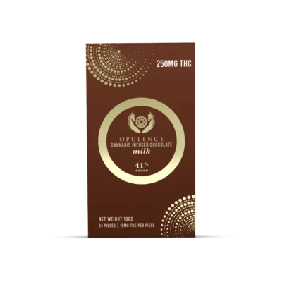 Opulence Cannabis Milk Chocolate Bar with 250MG THC - 41% Cacao Luxury Treat