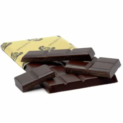 Opulence Bar - High-quality Vegan Dark Chocolate with glossy texture on golden wrapper.