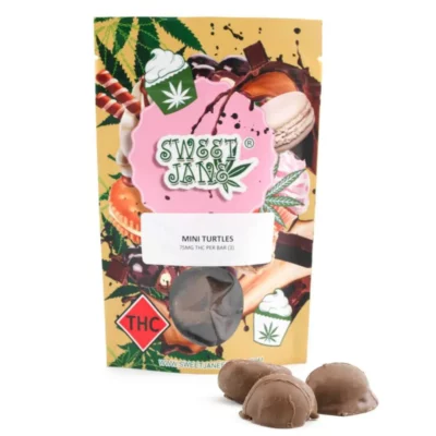 Sweet Jane THC Mini Turtle Chocolates, 75mg, with Cannabis Leaf Design