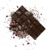 Festive candy cane chocolate bar with colorful holiday decorations on a white background.