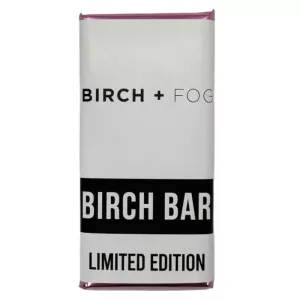 Birch + Fog CBD peppermint chocolate bar with minimalist limited edition packaging.