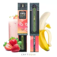 CRFT Strawberry Banana hybrid disposable vape pen 2g packaging showing rechargeable cannabis distillate product