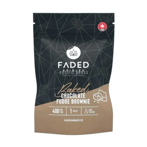 Faded Edibles 400mg THC Lab-Tested Chocolate Fudge Brownie Package.