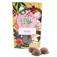 THC chocolate mini turtles by Sweet Jane featuring milk chocolate coating with caramel and pecan centers containing 25mg THC each