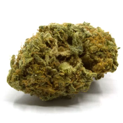 Indica Sour Diesel Bud, Dense with Trichomes and Mature Pistils