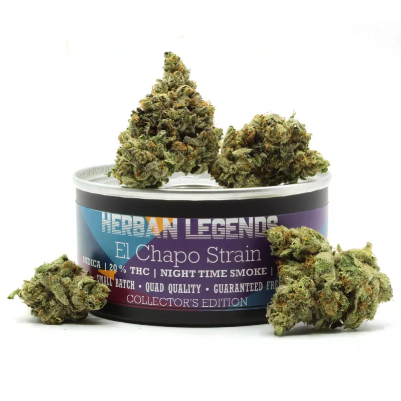 El Chapo Indica Strain - High-Quality, Fresh, Small-Batch Cannabis Buds by Herbal Legends.